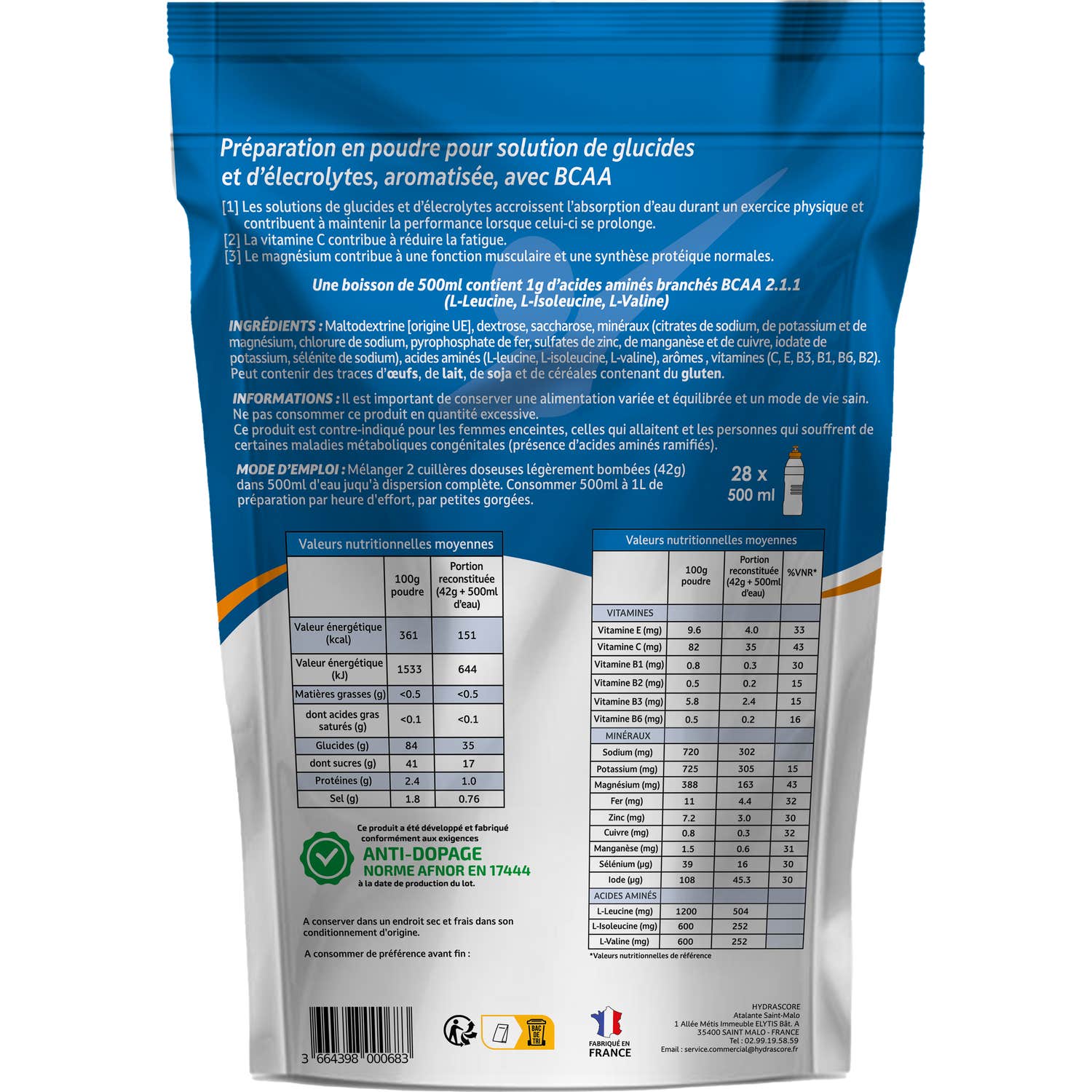Hydrascore N°9 Boisson Isotonique Fruits Rouges 1,2Kg Hydrascore N°9 Boisson Isotonique Fruits Rouges 1,2Kg