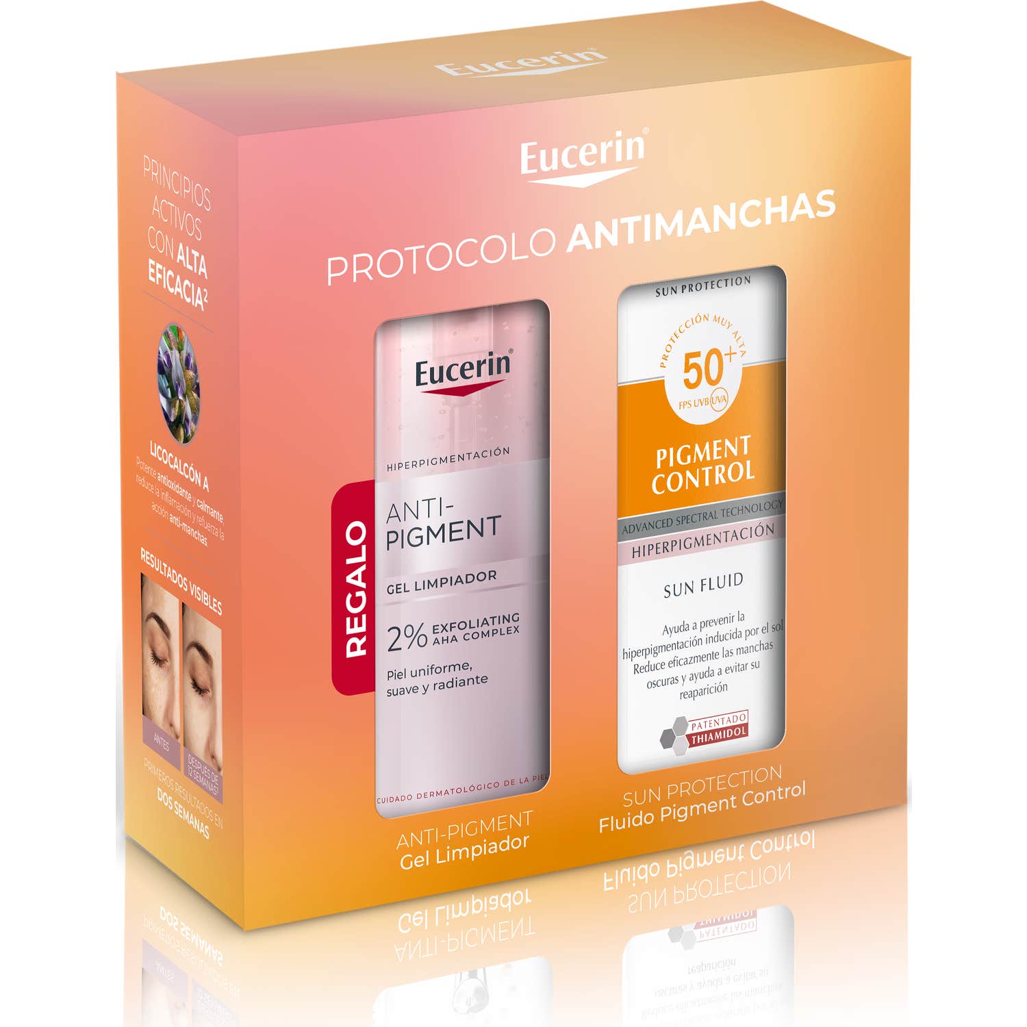 Eucerin Pack Sun Face Pigment Control Fluido SPF50+ + Anti Pigment Gel Limpiador 200 ml