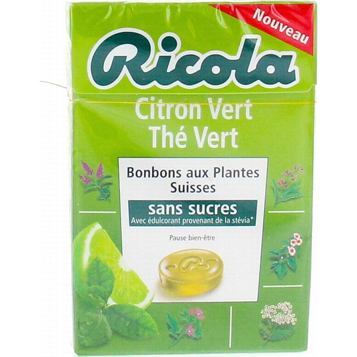 Ricola Bonbons aux Plantes Suisses Goût Citron Vert Thé Vert 50g
