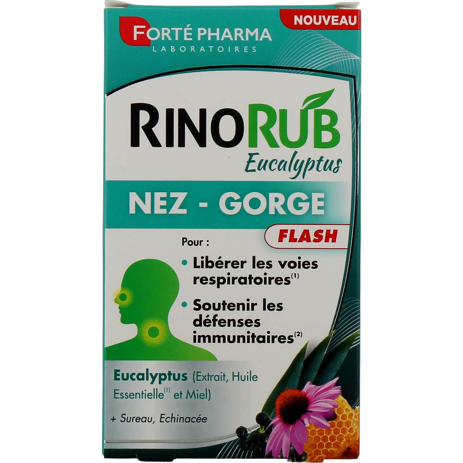 Forté Pharma RinoRub Flash Eucalyptus Nez Gorge 15comp