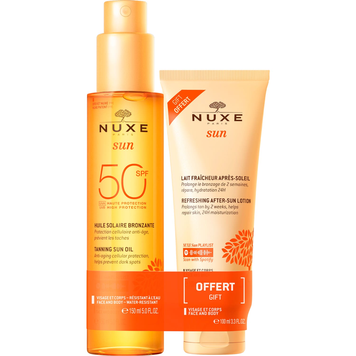 Nuxe Sun Pack Huile Solaire SPF50 + Lait Fraîcheur Après-Soleil