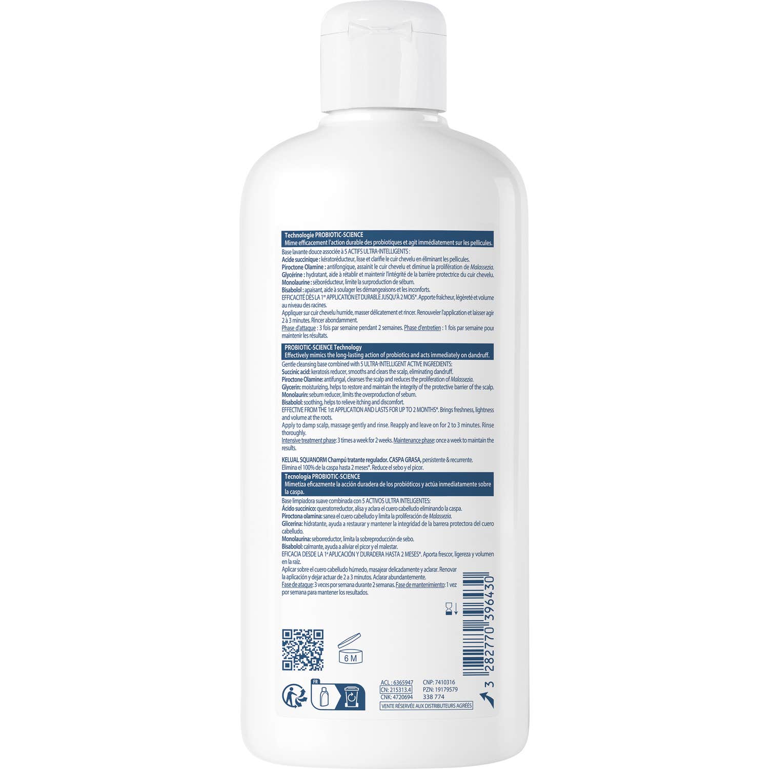 Ducray Squanorm Shampooing Traitant Régulateur Pellicules Grasses 400ml