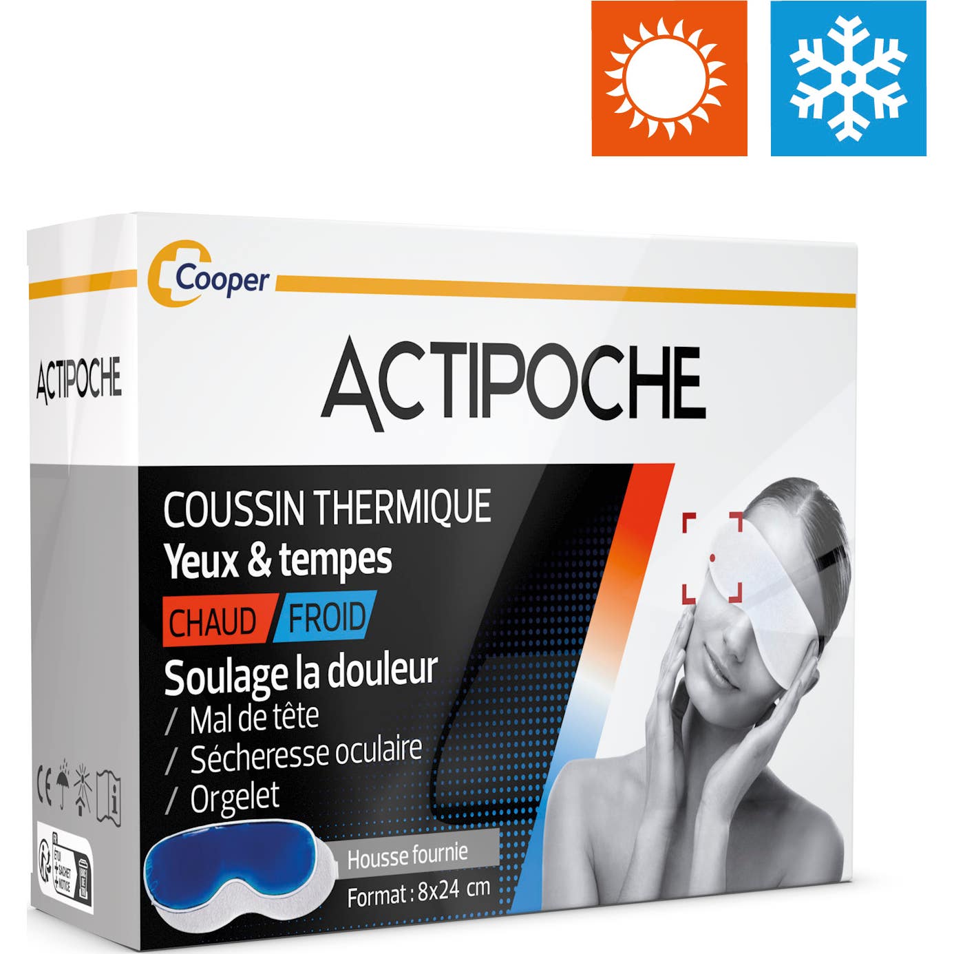 Actipoche Coussin Thermique Yeux et Tempes Chaud/Froid 8x24cm