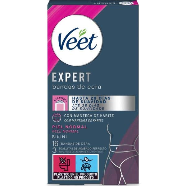 Veet Expert Bandas de Cera Depilatoria Bikini Piel Normal 16uds