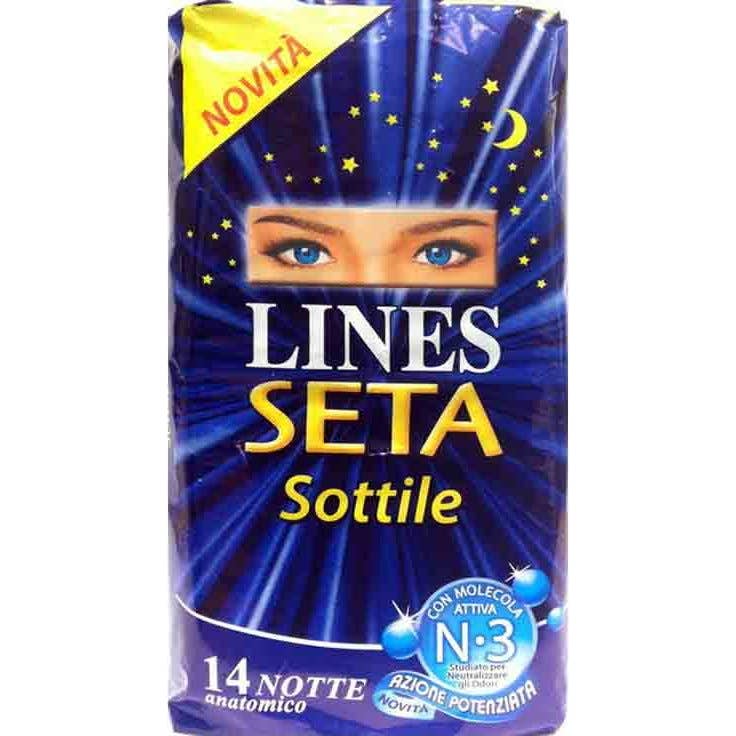 Lines Serviette Hygiénique Soie Doux Nuit Ailes 14uts