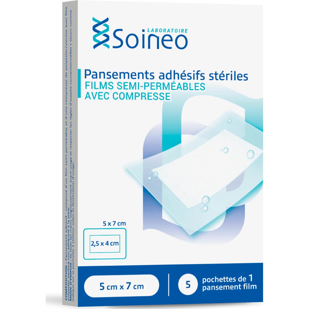 Soineo Pansement Adhésif Pu Stérile 5x7cm 5uts