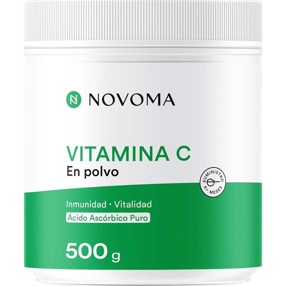 Novoma Vitamine C Pure 500G, 1000Mg Par Dose, Acide L-Ascorbique En Poudre Ultra Fine, Puissant Antioxydant, SystèMe Immunitaire & Fatigue, CuillèRe Doseuse Incluse-image