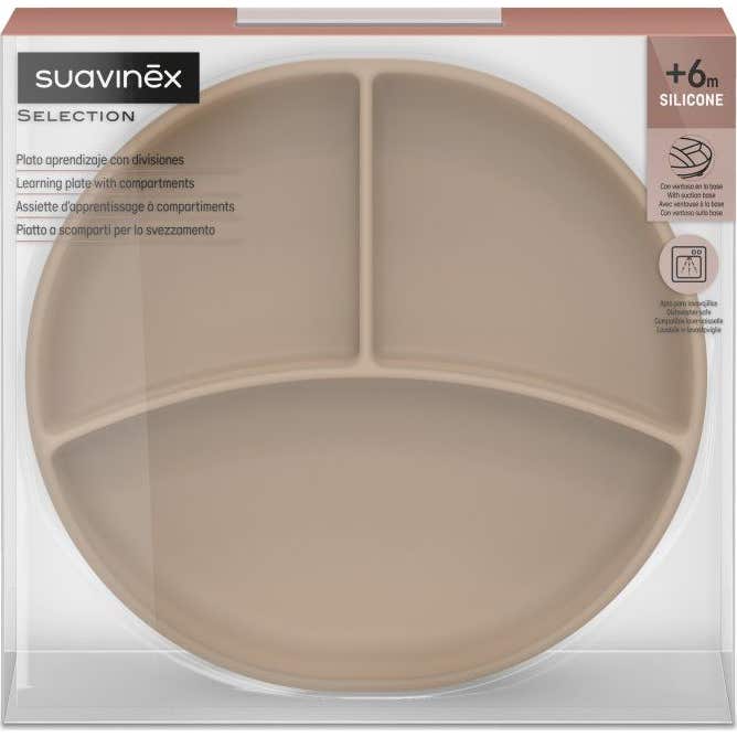Suavinex Selection Assiette à Compartiments Silicone Beige 1 ut