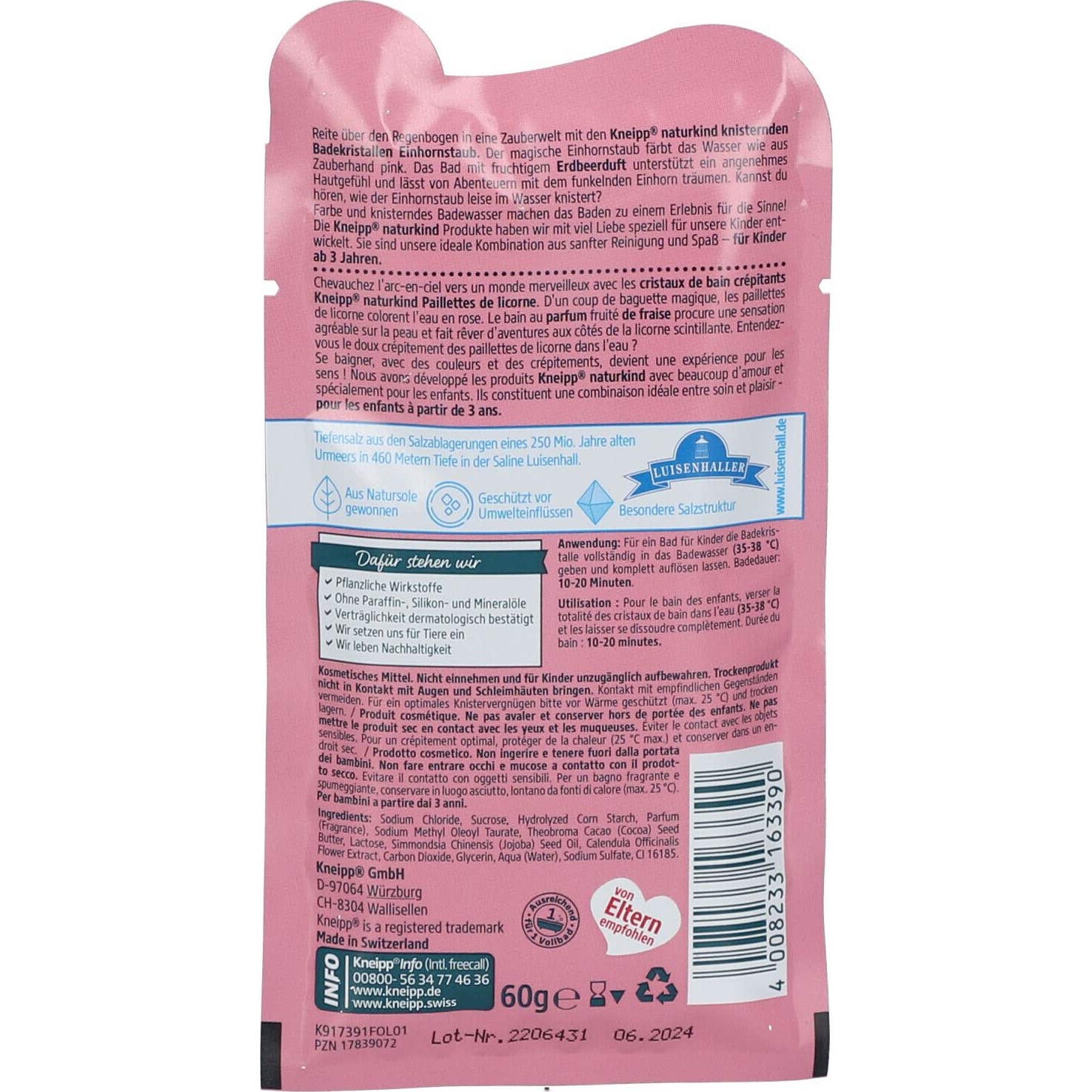 Kneipp Kids Sales de Bagno Lentejuelas de Unicornio Fresa 60g