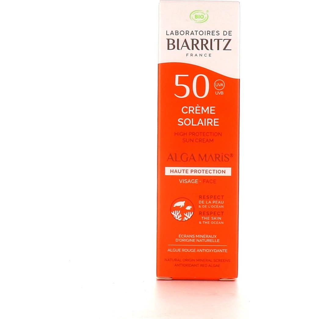 Les Laboratoires de Biarritz Algamaris Crème solaire Visage SPF50 certifiée Bio