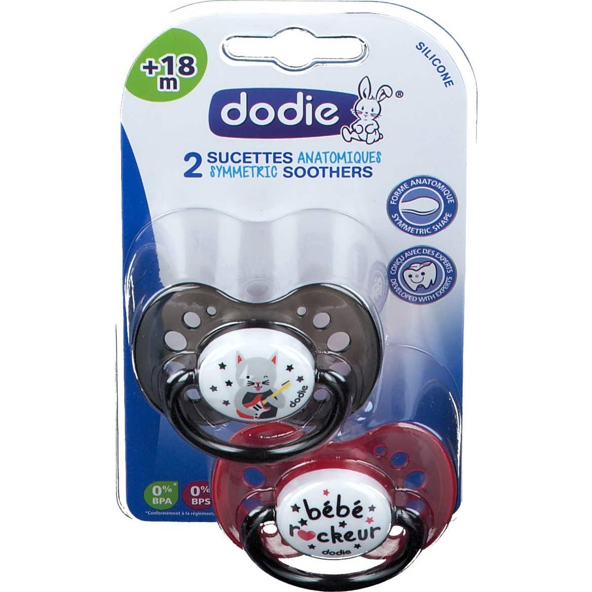 Dodie Duo Sucette Anat Silic +18Mois Rock B/2