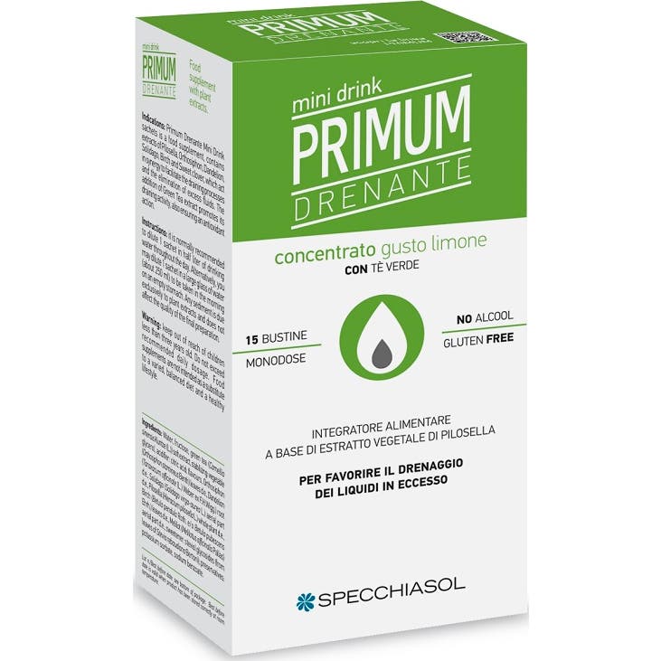 Specchiasol Primum Minidrink Thé Vert Drainant Citron 15 Sachets
