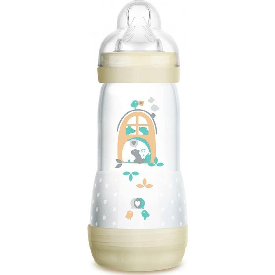 MAM Biberon Easy Start Anti-colic A125 breveté avec tétine 3 en silicone SkinSoftTM ultra douce pour bébés à partir de 4 mois, 320 ml, neutre, 1 pièce auto-stérilisable en 3 min - modèles aléatoire-image
