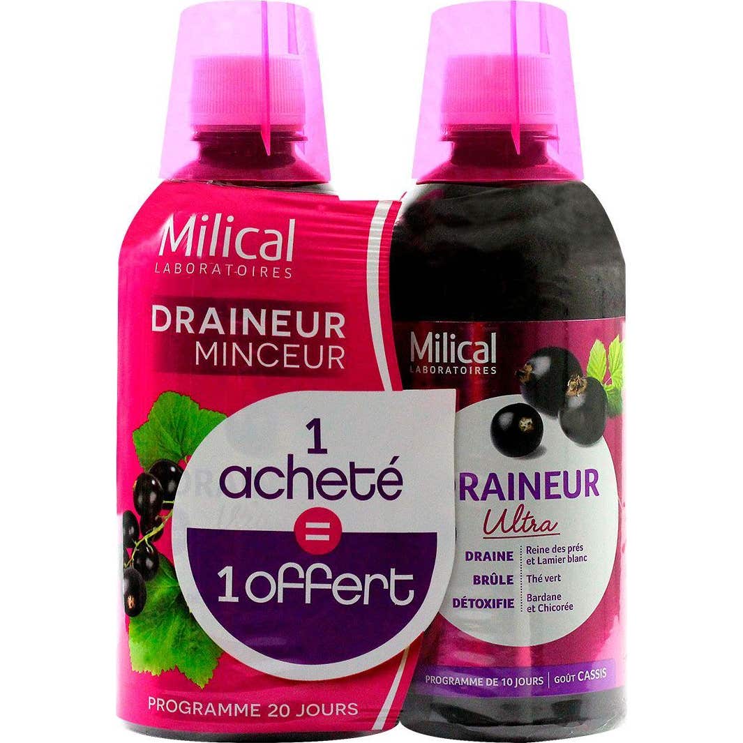 Milical Draineur minceur goût cassis dont 1 Offert 2 x 500 ml