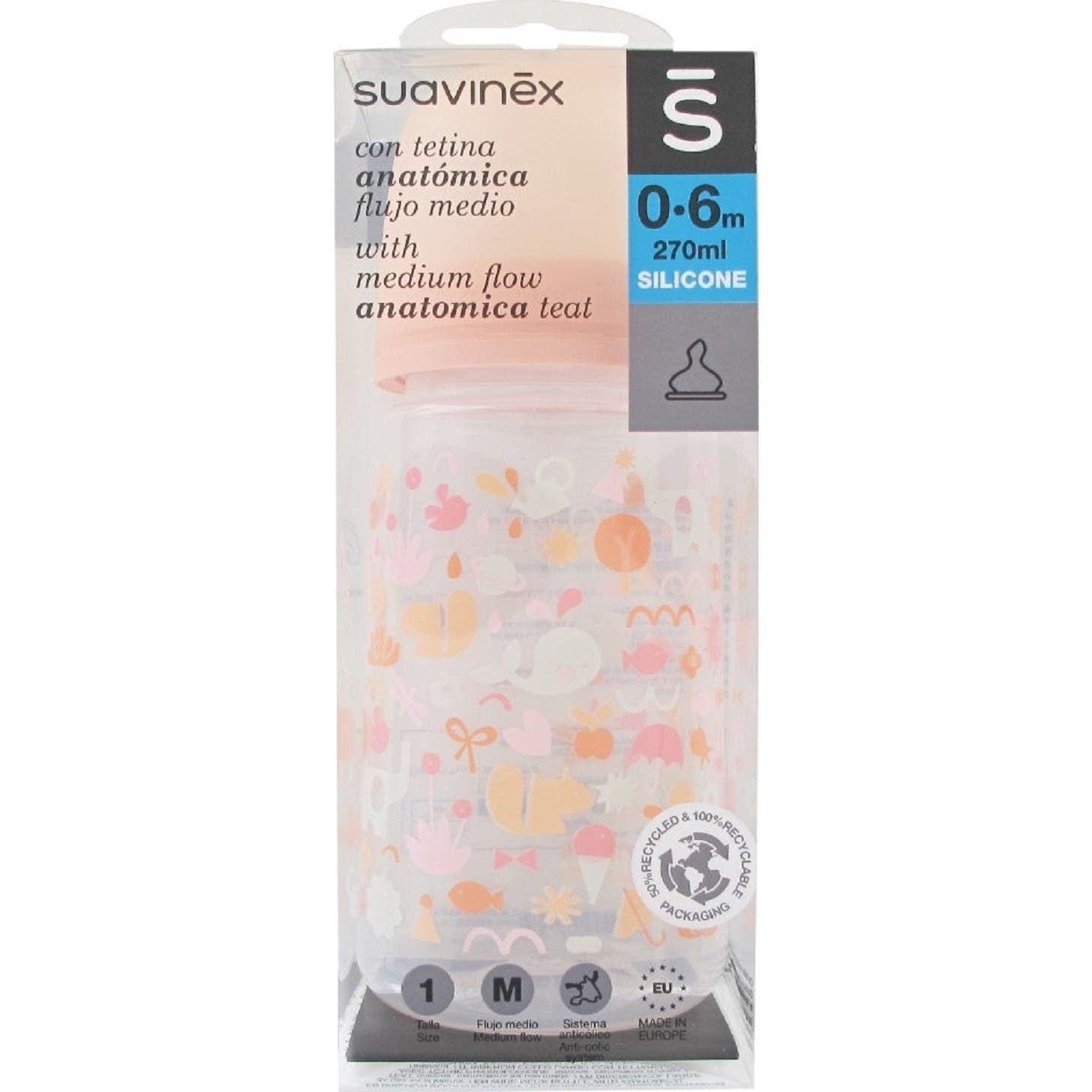 Suavinex Biberon Classic Tétine anatomique en silicone T1M 270ml