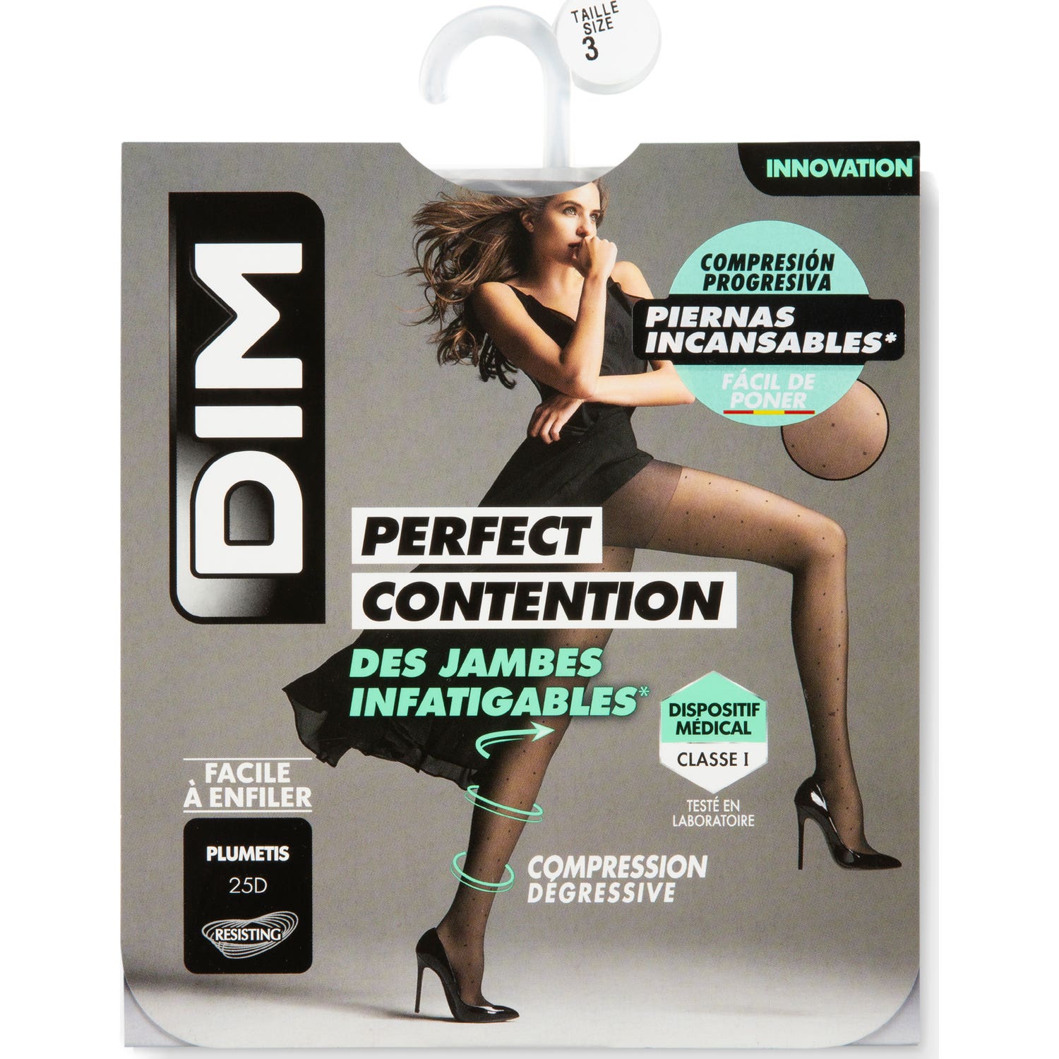 DIM Collant Perfect Contention Plumetis 25D Noir Taille ES 46-48/T4 1 Paire