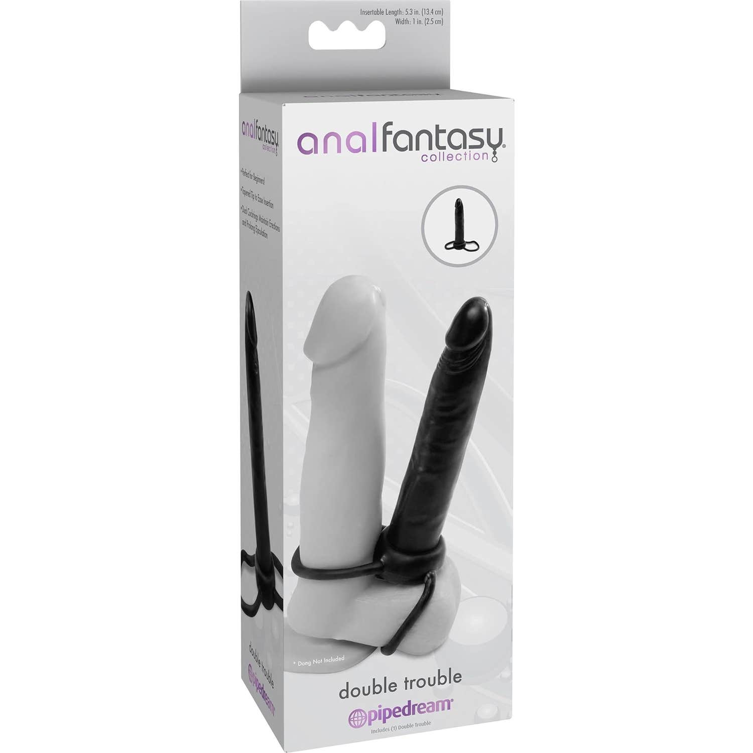 Penis- und Hodenring „double trouble“, mit Dildo