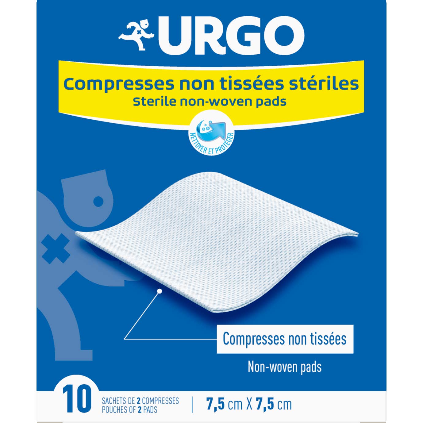 Urgo Compresses Non Tissées Stériles 7,5cm x 7,5cm 2x10 Unités