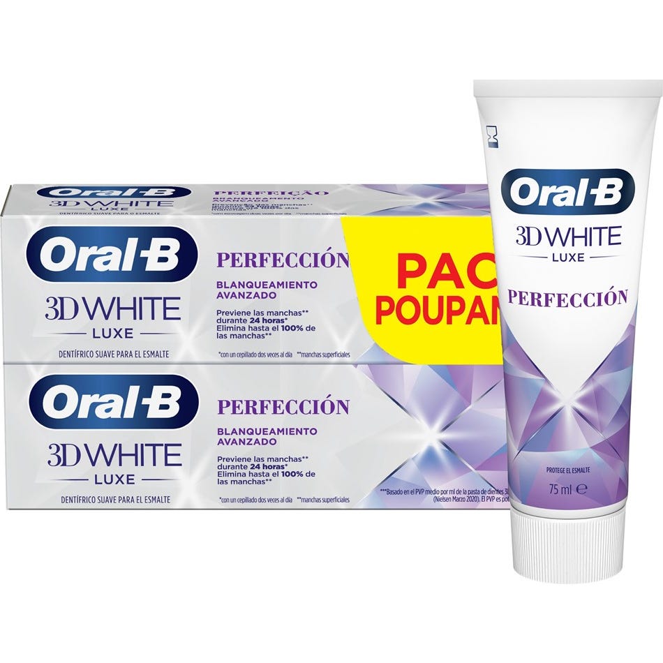 Oral-B 3D White Advanced Luxe Dentifrice Perfection Blancheur Avancée 2x75ml