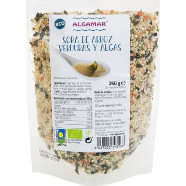 Algamar Soupe de riz aux légumes et algues Eco 250g