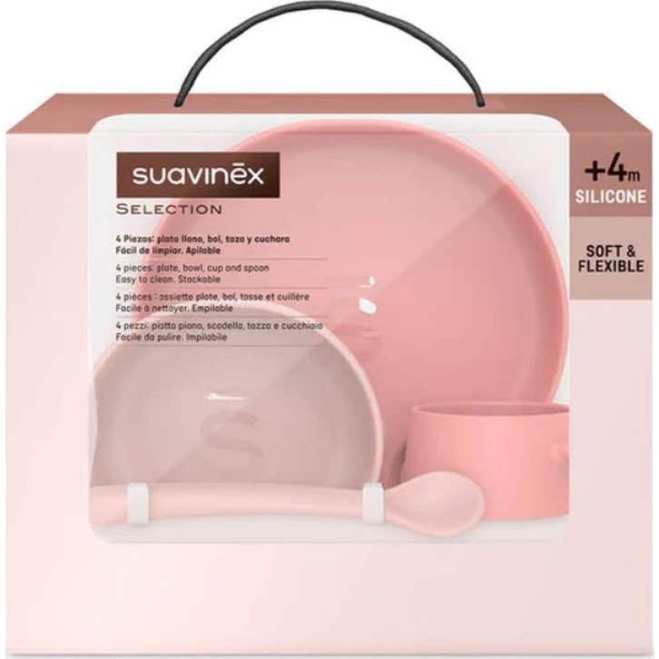 Suavinex Vajilla Silicona Soft & Flexible Rosa 4uds