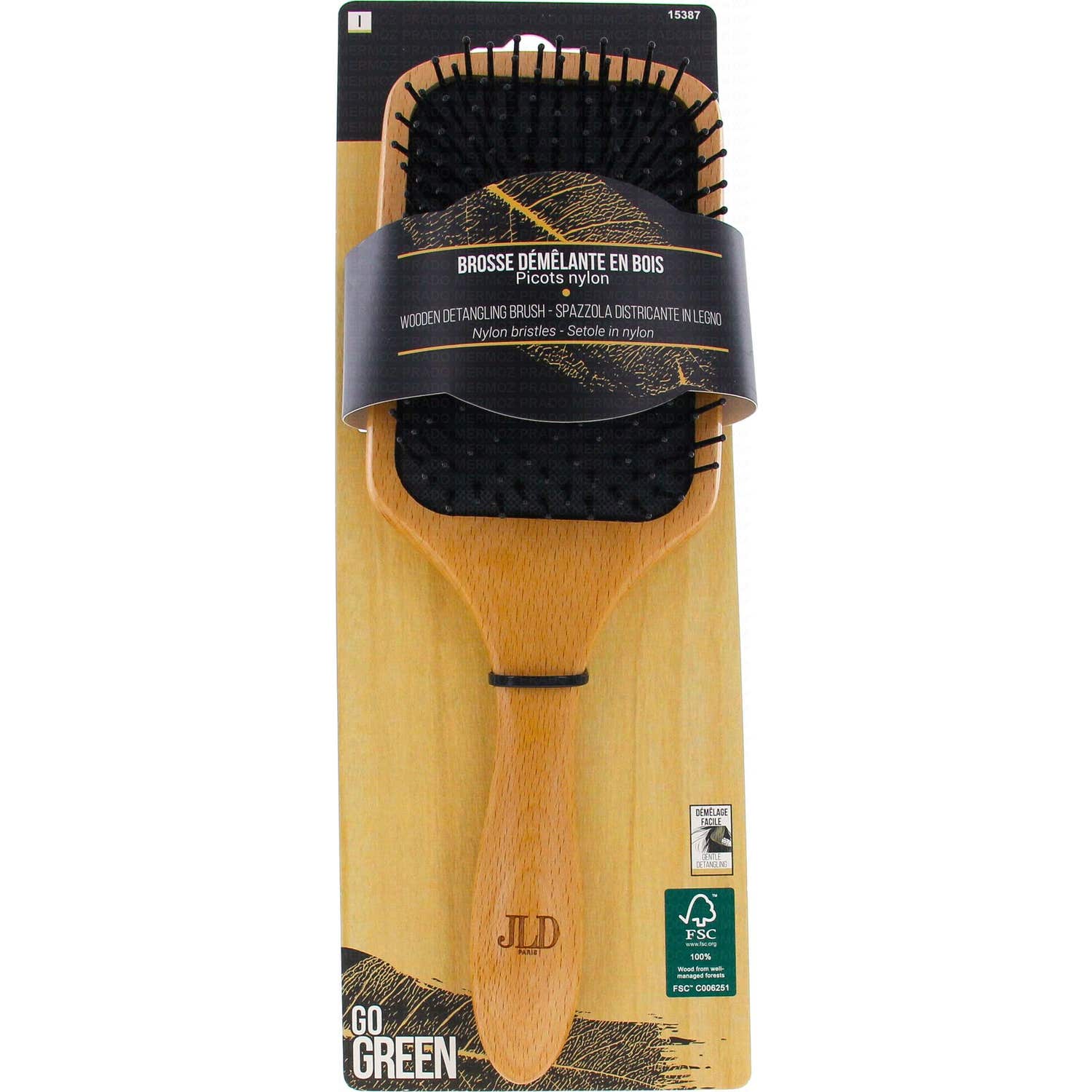 Jean Louis David Go Green 15387 Cepillo Desenredante de Madera 1ud