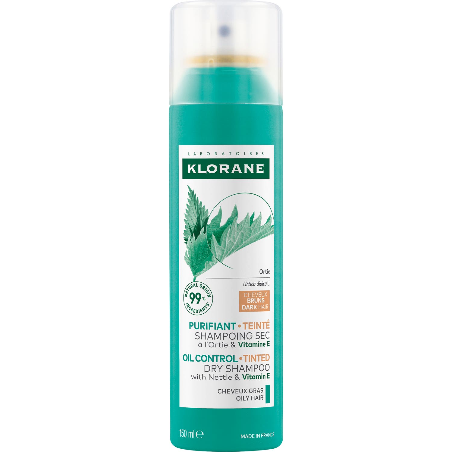 Klorane Shampoing Sec Ortie Vitamine E Cheveux Bruns 150ml