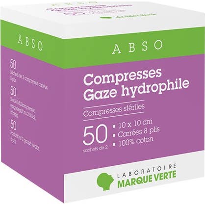 Marca Verde Compresas Absorbentesno Tejidas 10x10cm Bolsa 50x2uds