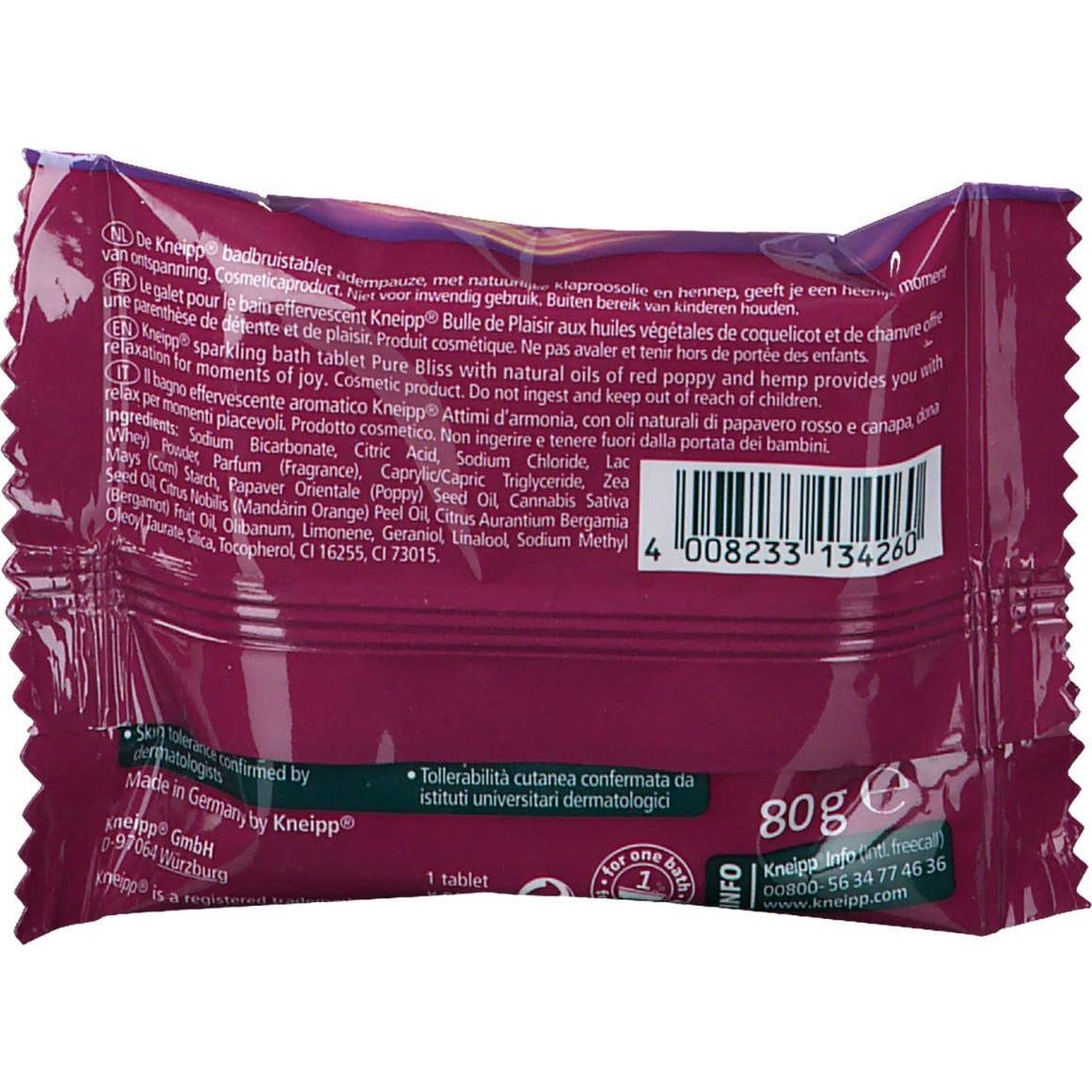 Kneipp Bulle De Plaisir Galet Effervescent Pour Le Bain Coquelicot Et Chanvre 80g