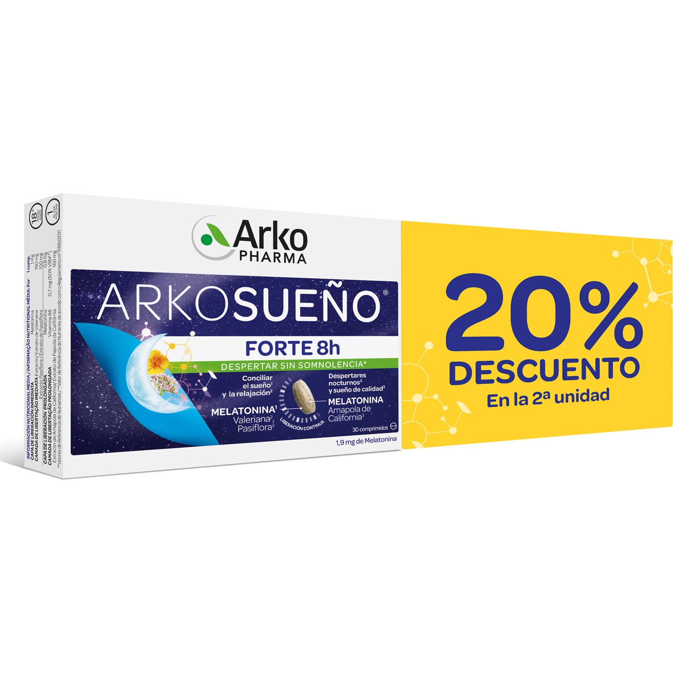 Arkopharma Arkorelax Sommeil Fort 8H 2x30 Comprimés