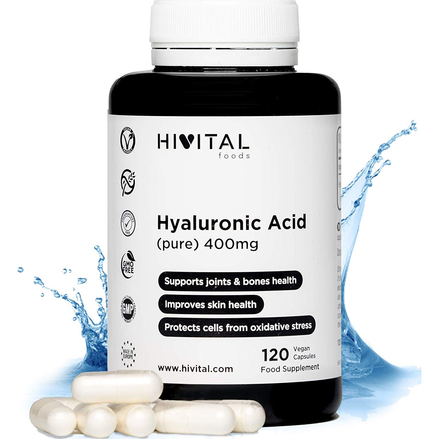 Hivital Foods Acide Hyaluronique Pur 400 mg 120 gélules végétales