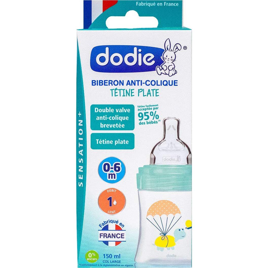 Dodie Biberon Anti-Colique 0-6m Tortue Vert 150ml