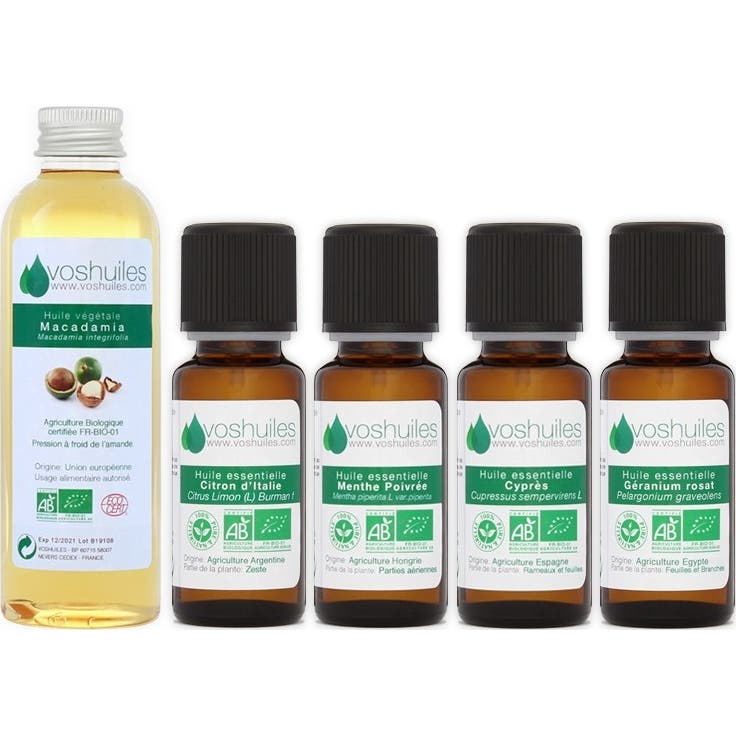 Voshuiles Kit « Minceur » 4 Huiles Essentielles Bio Et 1 Huile Végétale Bio