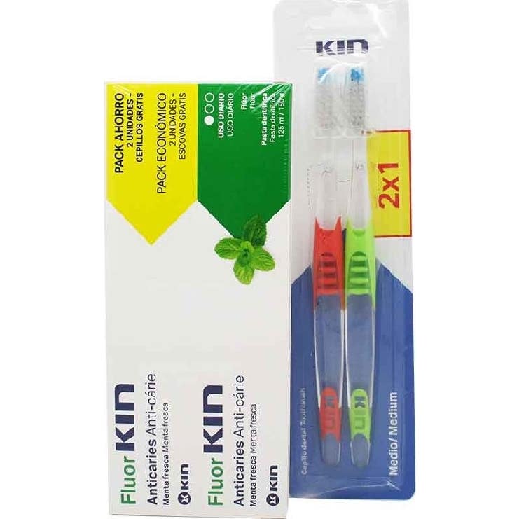 Kin Fluorkin Anticaries Menta + Cepillo Pack