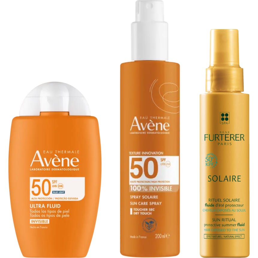 Avène Pack Ultra Fluido Invisible SPF50 + Spray Invisible SPF50 + René Furterer Fluido Solar Protector KPF 50+