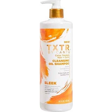 Cantu Txtr Sleek Cleansing Oil Shampoo Cheveux Colorés Bouclés 473ml