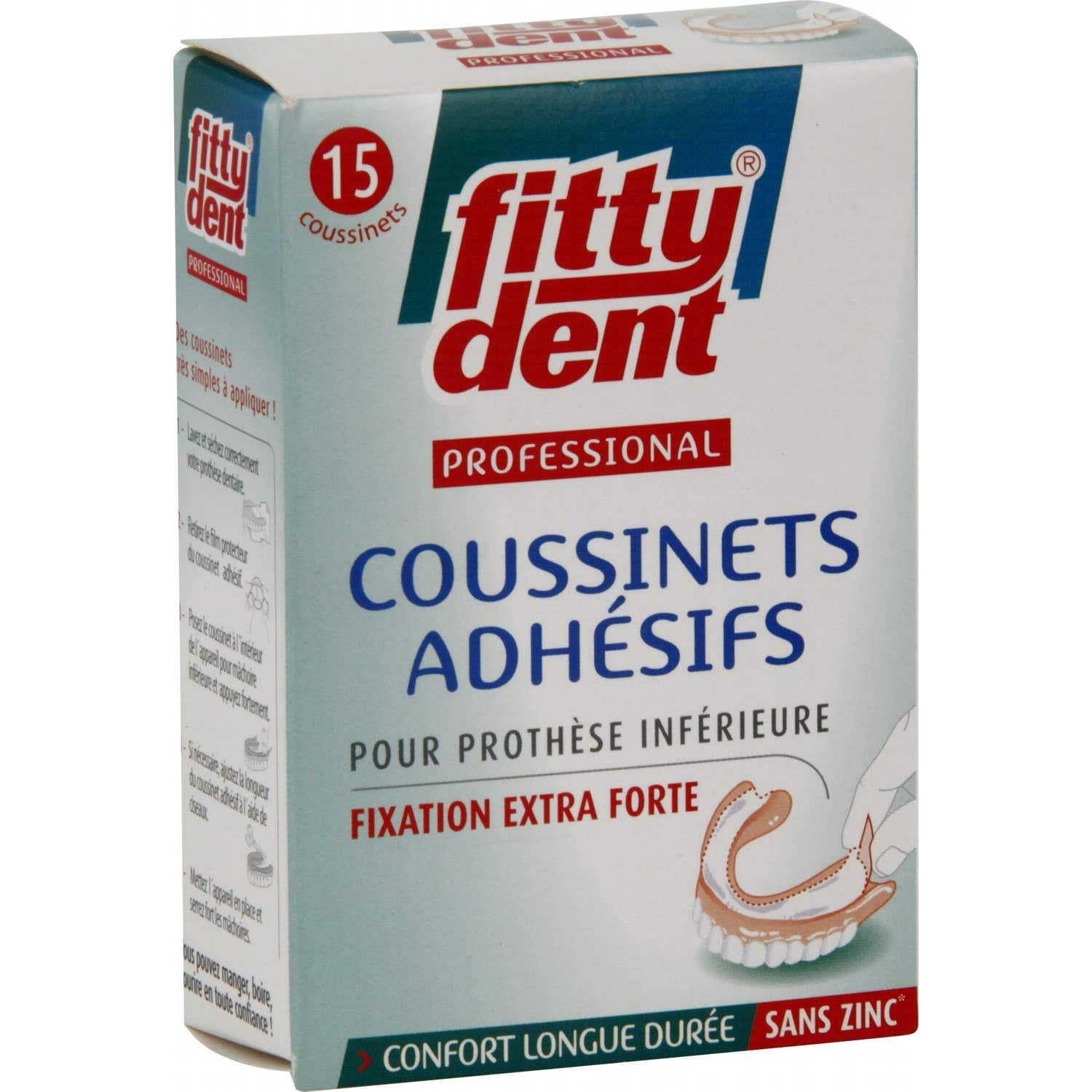 Fittydent Coussinet de Fixation Appareil Dentaire 15uds