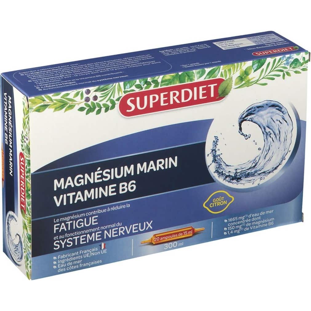 Super Diet Magnésium Marin Vitamine B6 20 Ampoules
