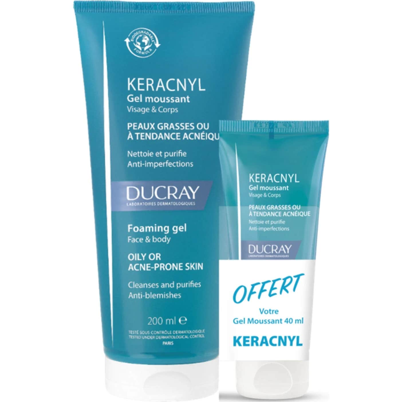 Ducray Keracnyl Gel Moussant 200ml + 40ml