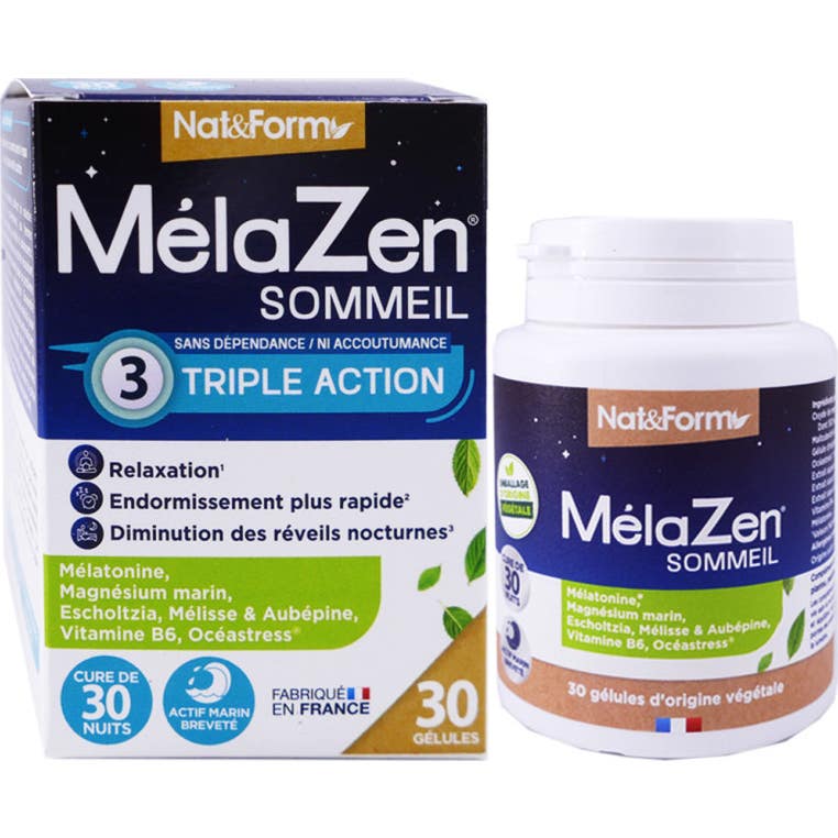 Nat&Form MélaZen Sommeil Triple Action 30 Gélules