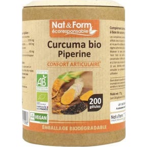 Nat&Form Eco Curcum Piperine Bio 200 Gélules