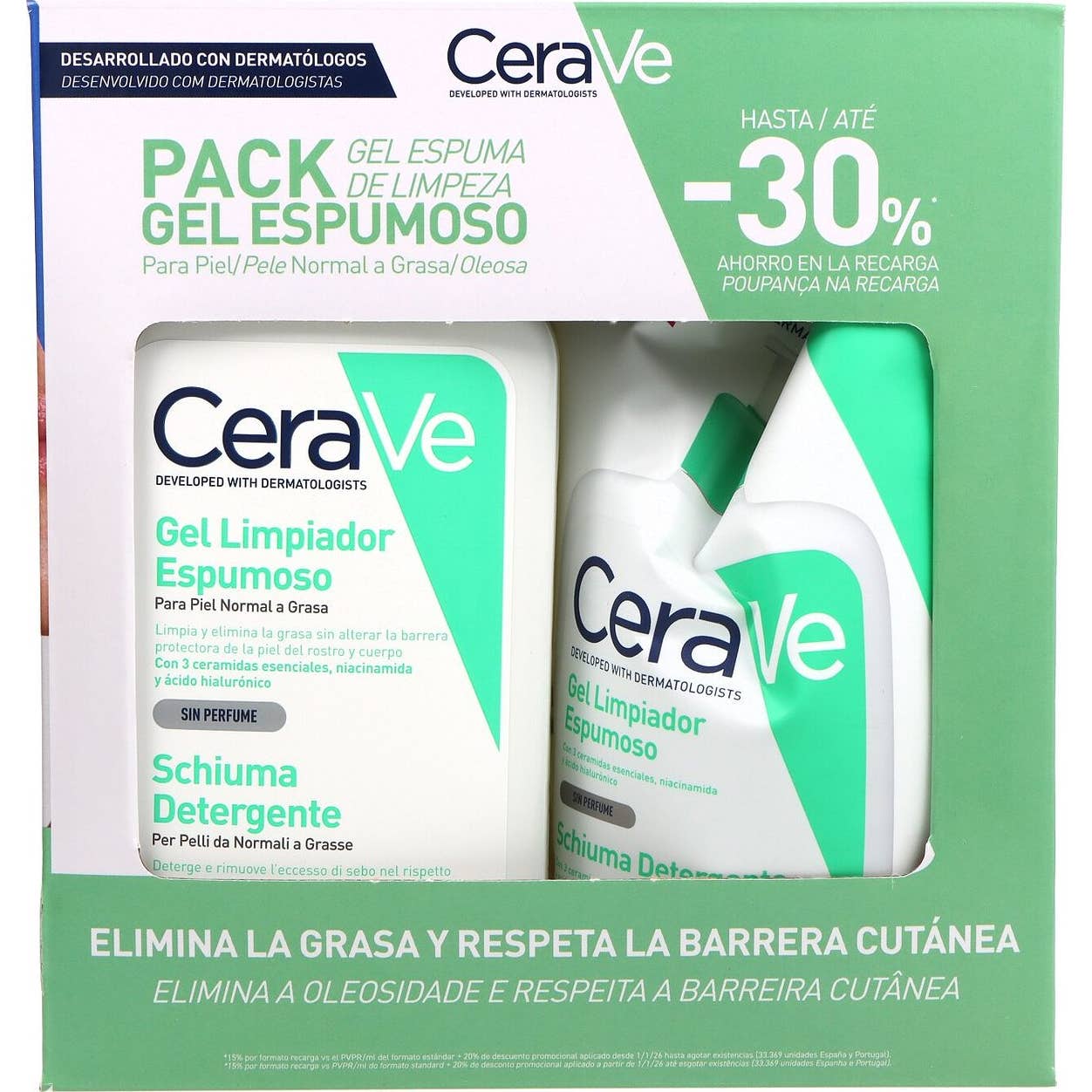 Cerave Pack Gel Moussant Nettoyante 473 ml + Recharge 473 ml