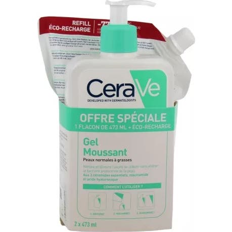 Cerave Pack Gel Moussant Nettoyante 473 ml + Recharge 473 ml
