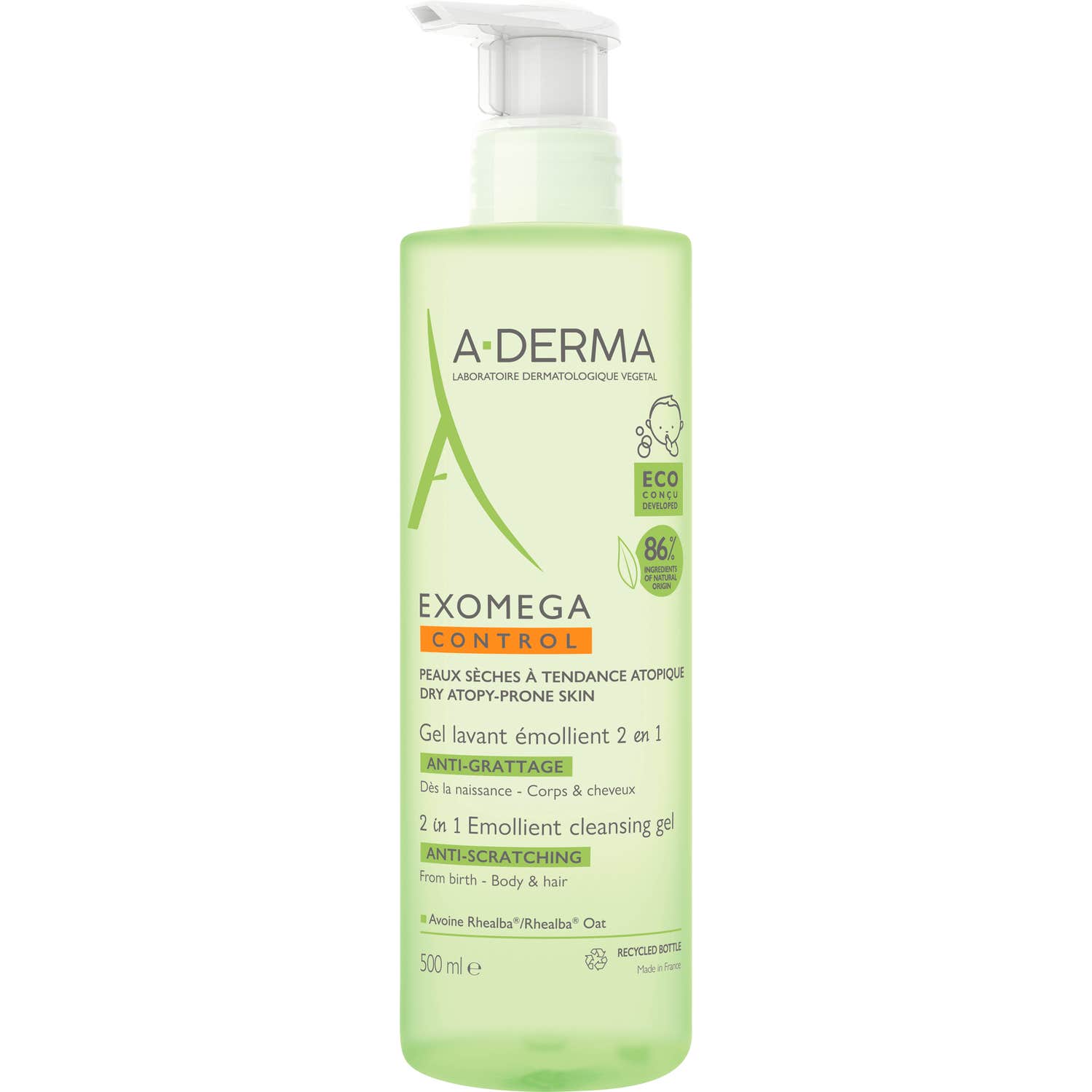 A-Derma Exomega Gel Lavant Émollient 2en1 500 ml