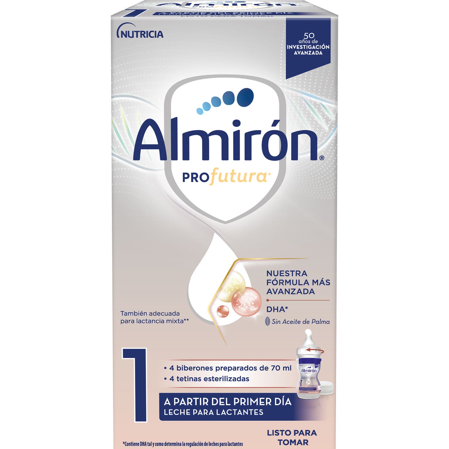 Almirón Profutura 1 + Minibouteilles Lait de démarrage 70ml x 4uds