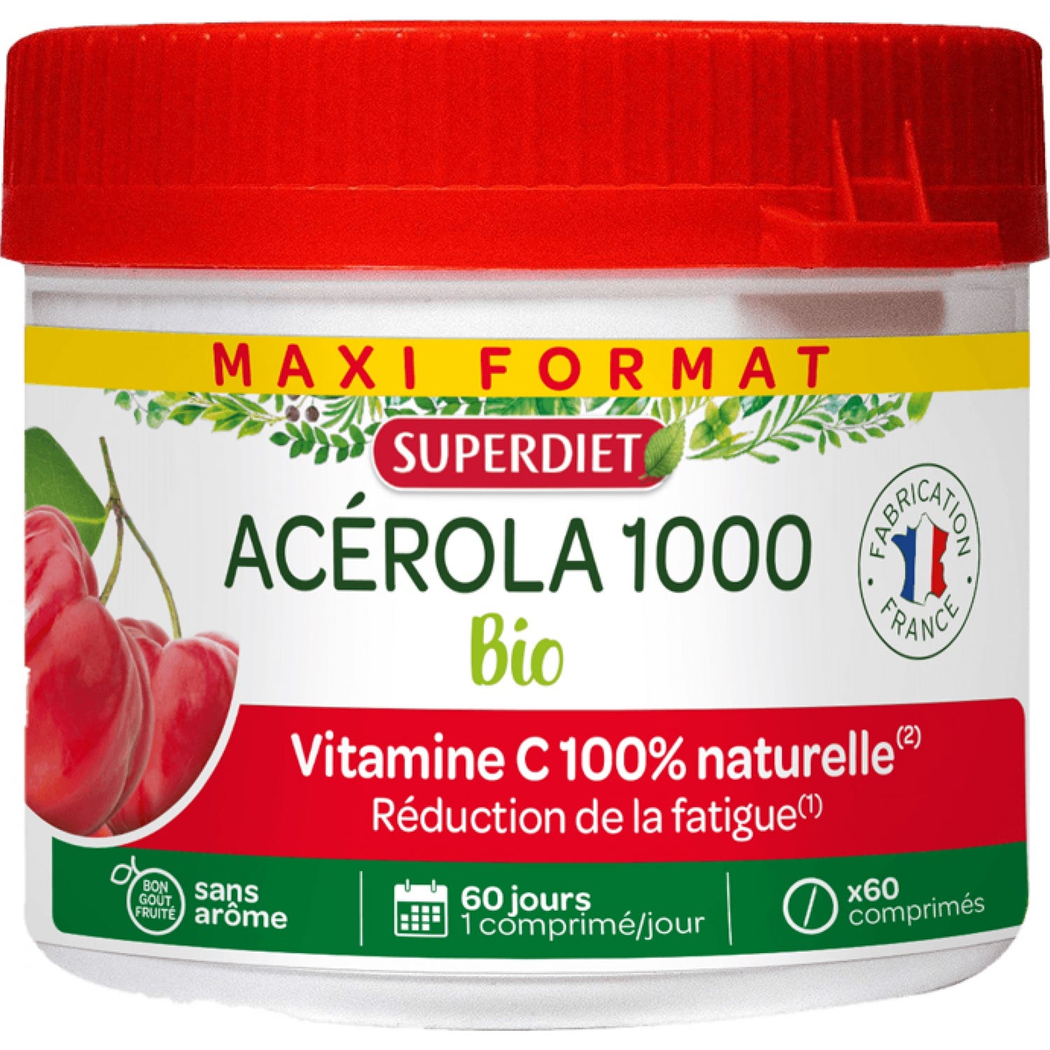 Super Diet Maxi Pot Acerola 1000 Bio 60 comprimés