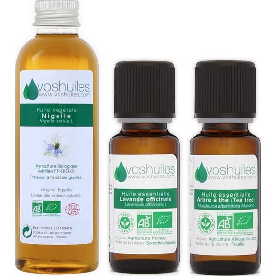 Voshuiles Kit « Acné Problème De Peau » 2 Huiles Essentielles Bio & 1 Huile Végétale Bio