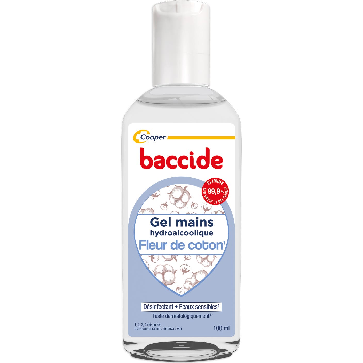 Baccide Gel Mains Hydroalcoolique Fleur de Coton 100ml