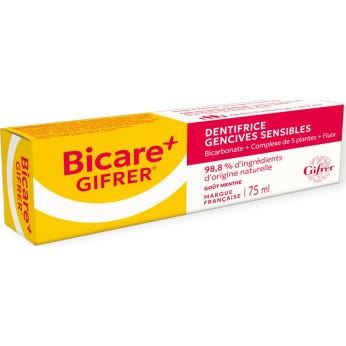 Gifrer Bicare + Dentifrice Gencives Sensibles Fluor + 5 Plantes 75 ml