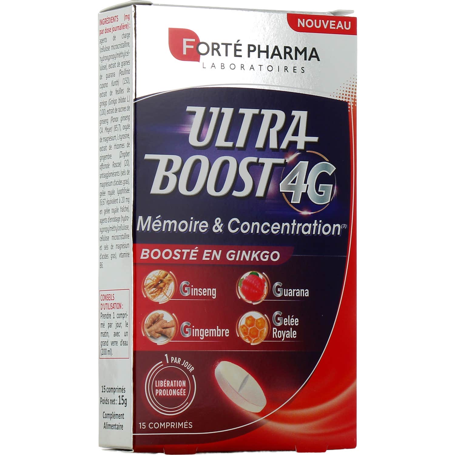 Forté Pharma Ultra Boost 4G Mémoire & Concentration 15 Comprimés